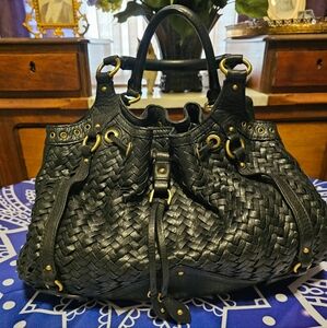 Cole Haan Village Weave Black Leather Tote / Satchel EUC